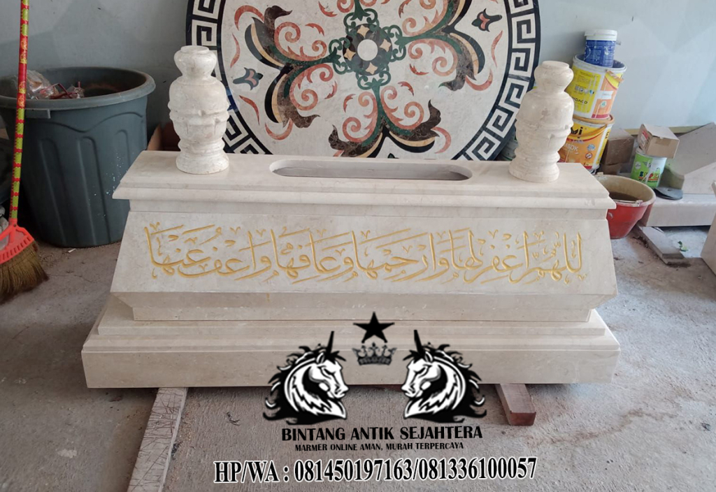 Harga Kijing Makam Islam Model Bokoran Tunggal dengan Kaligrafi Emas
